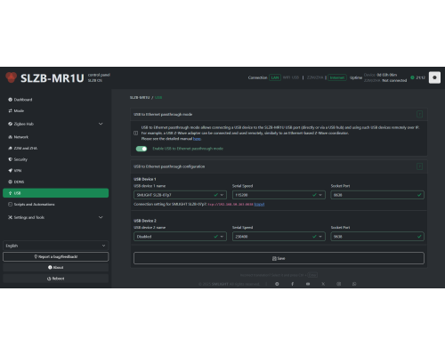 SLZB-MR1U Універсальний Zigbee+Thread + USB passthrough адаптер LAN PoE USB WiFI SLZB-MR1U Універсальний Zigbee+Thread + USB passthrough адаптер LAN PoE USB WiFI